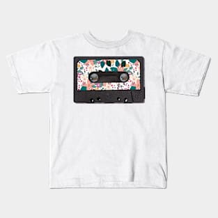 80s Mix tape cassette retro Tropical Flowers Kids T-Shirt